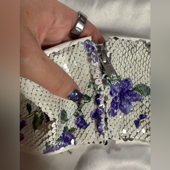 REVOLVE Majorelle Tamara White Sequin Top in Purple Butterfly Large - Picture 7 of 12